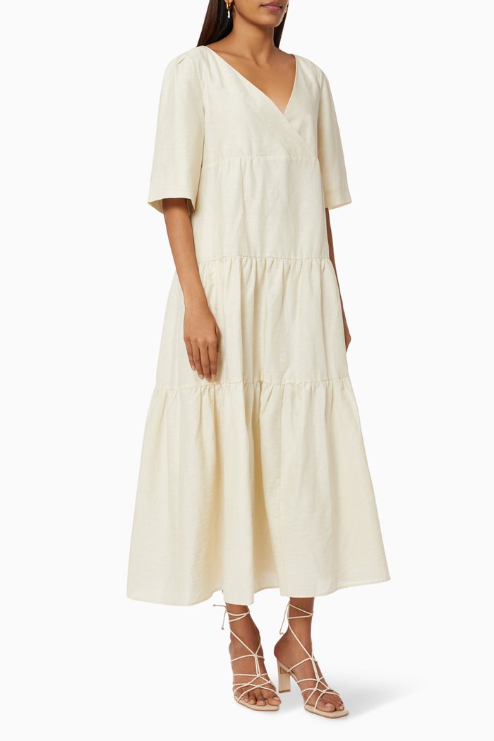 

Tevere Dress in Linen Blend, White