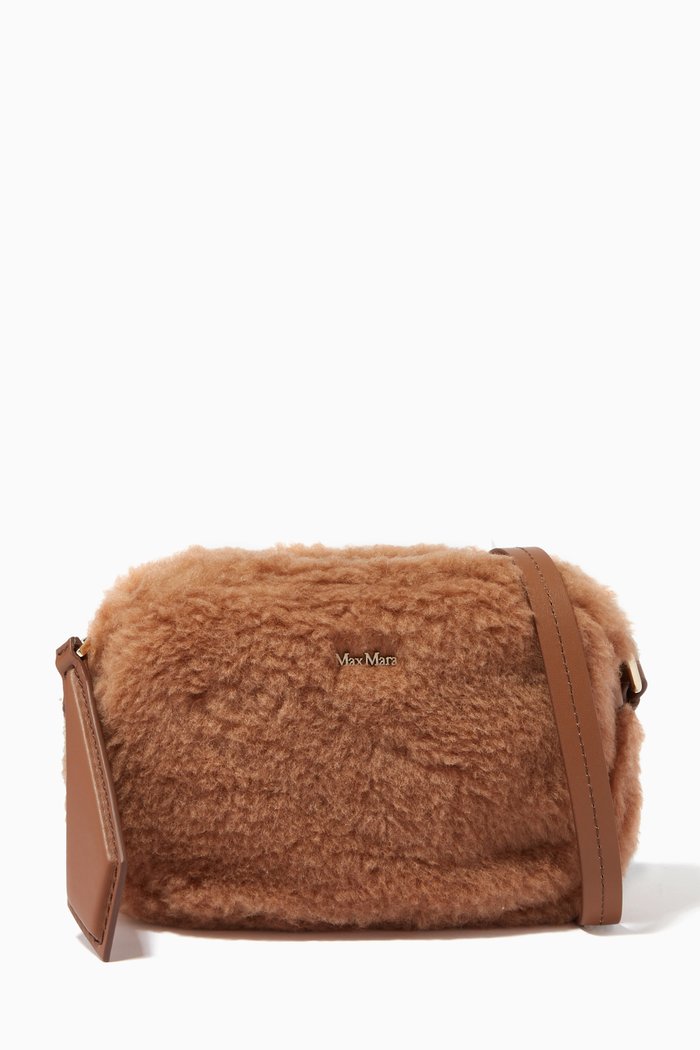 Camy Shoulder Bag in Wool & Leather, Brown