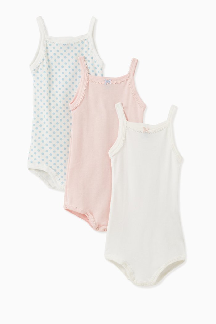

Straps Bodysuits in Cotton Rib Knit, Set of 3, Multicolour