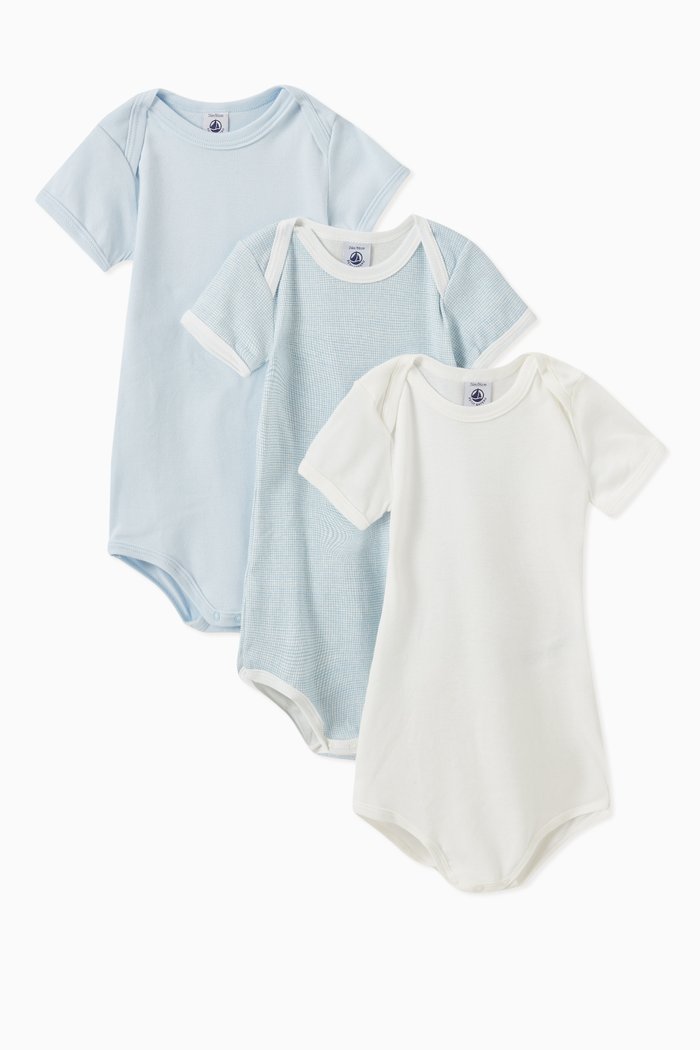 

Short Sleeve Bodysuit in Cotton Rib Knit, Set of 3, Multicolour