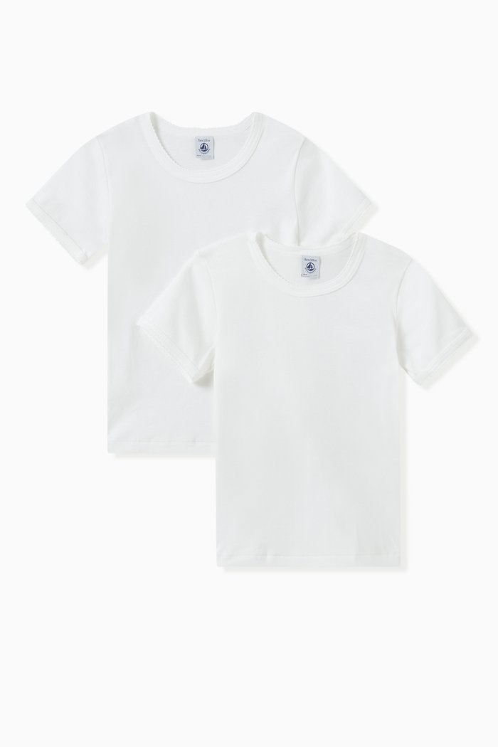 Short Sleeve T-shirts in Cotton, Set of 2, White