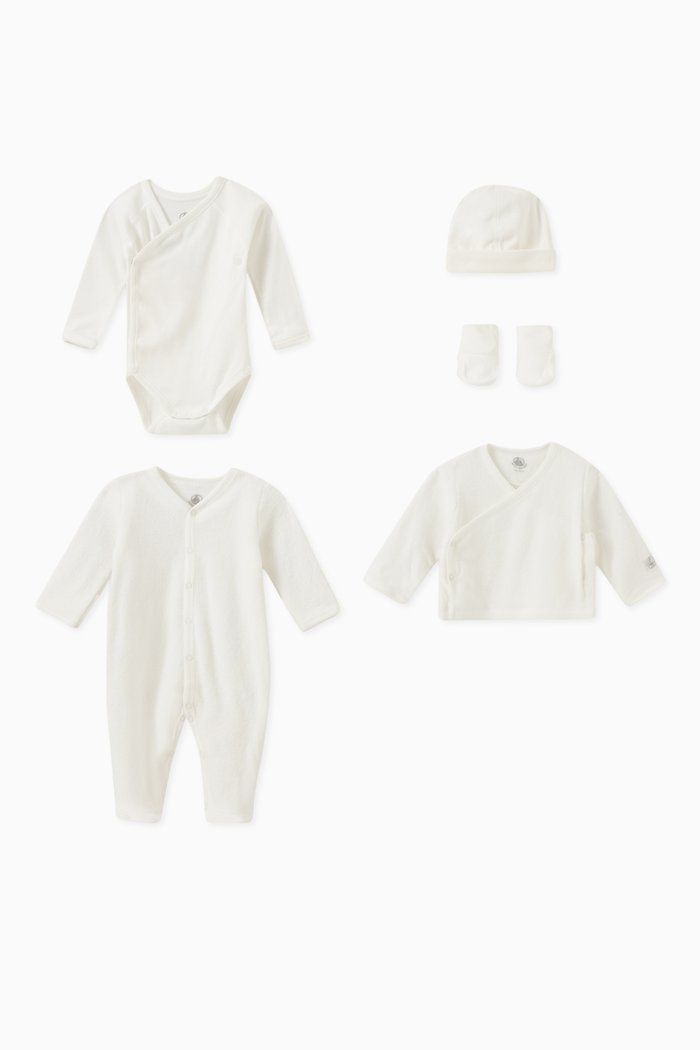 5-Piece Newborn Gift Set in Brushed Towelling, White