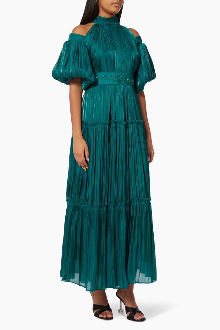

Belted Dress in Crinkle Organza, Green