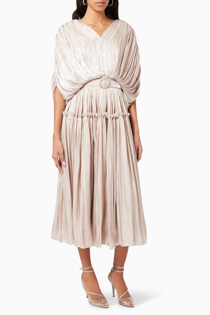 

Draped Tiered Dress, Neutral