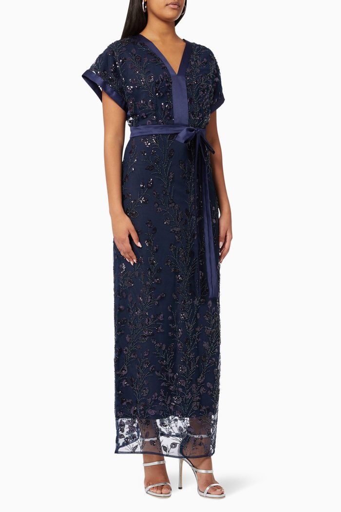 

Beaded Embellished Dress in Tulle, Blue