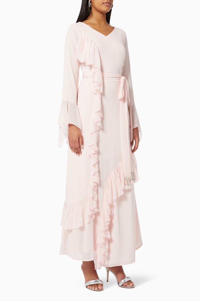 

Asymmetric Ruffle Dress, Pink