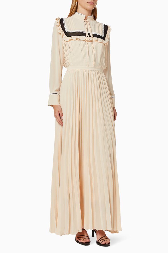 

Ruffle Pleated Dress, Neutral