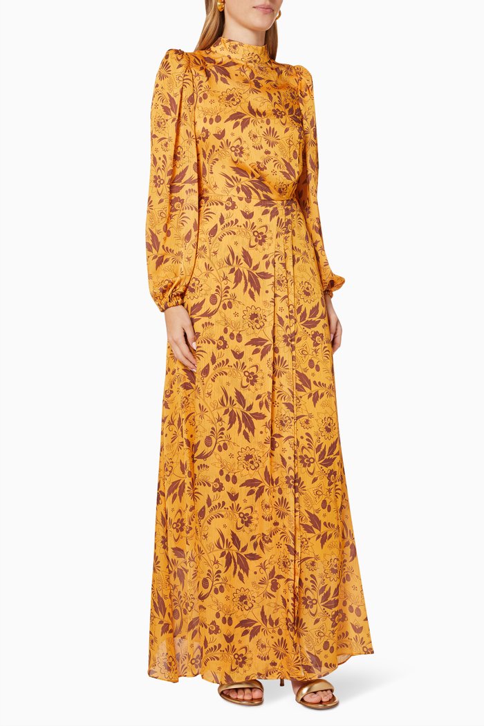 

Floral Puff Sleeve Dress, Yellow