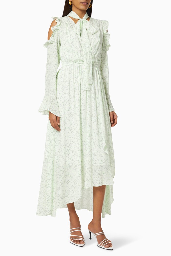 

Ruffle Wrap Dress, Green