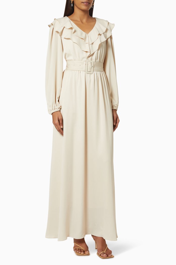 

Frill Belted Dress, Neutral
