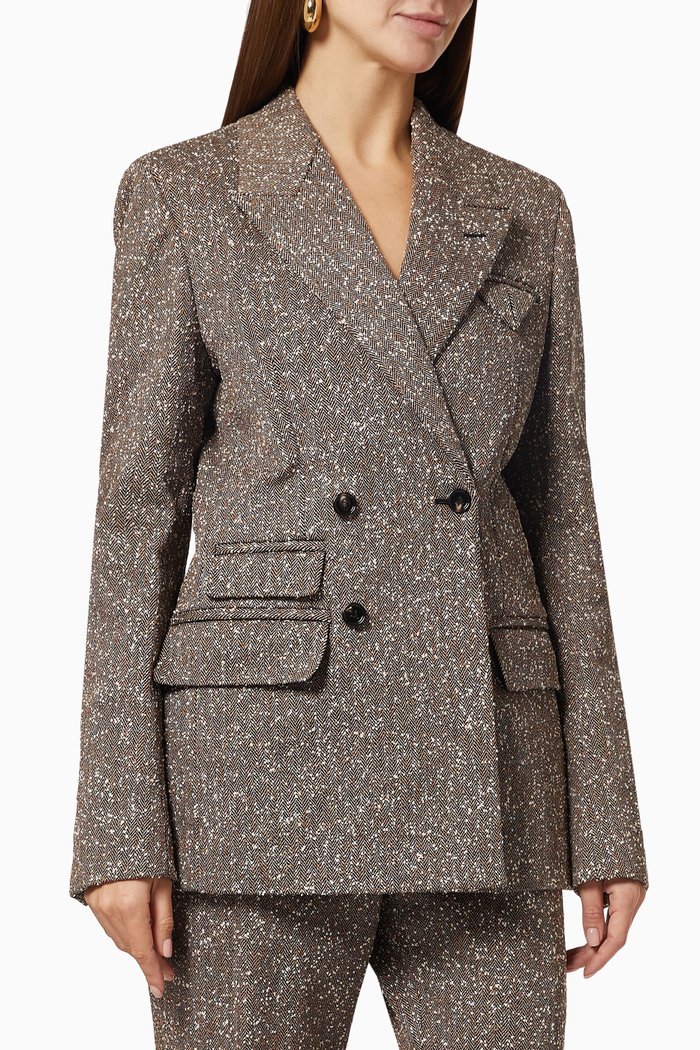 

Jacket in Herringbone Wool, Black