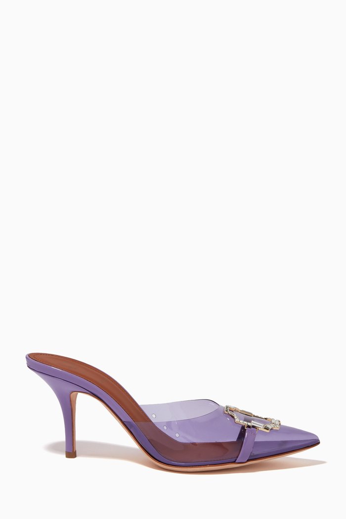 

x Ounass Missy 70 Mules in PVC, Purple