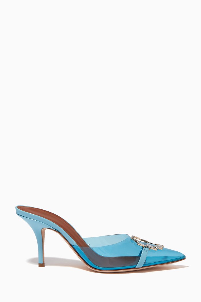 

x Ounass Missy 70 Mules in PVC, Blue
