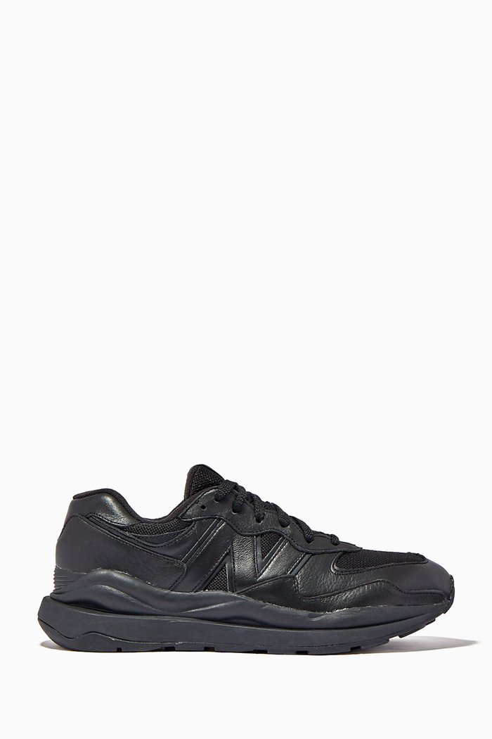 

57/40 Sneakers in Leather & Mesh, Black