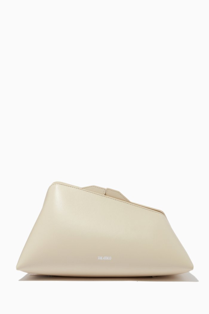 

''8.30 PM'' Oversized Clutch in Leather, Neutral