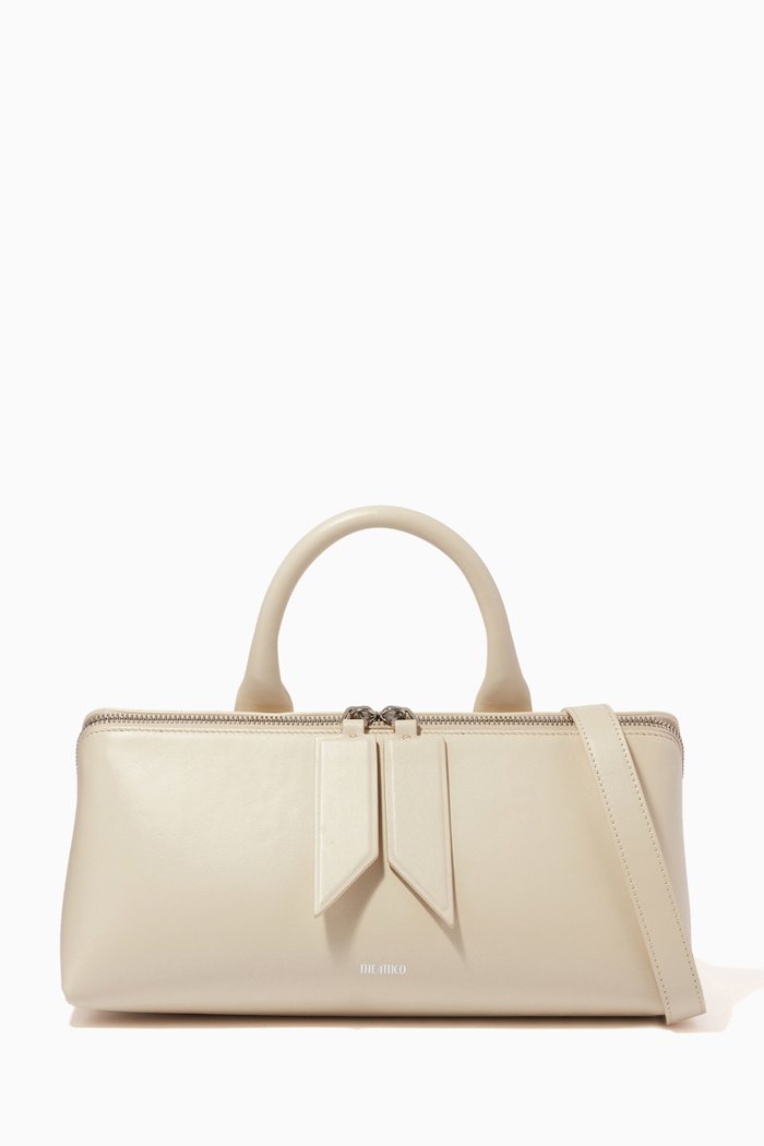 

''Sunday'' Elongated Everyday Bag in Leather, Neutral