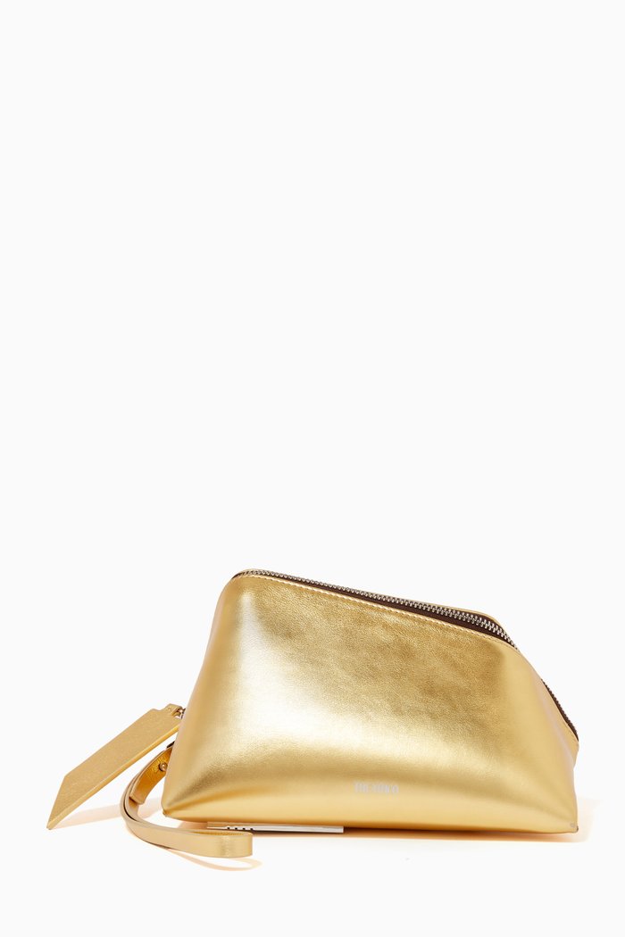 

''Saturday'' Small Pouch in Laminated Leather, Gold