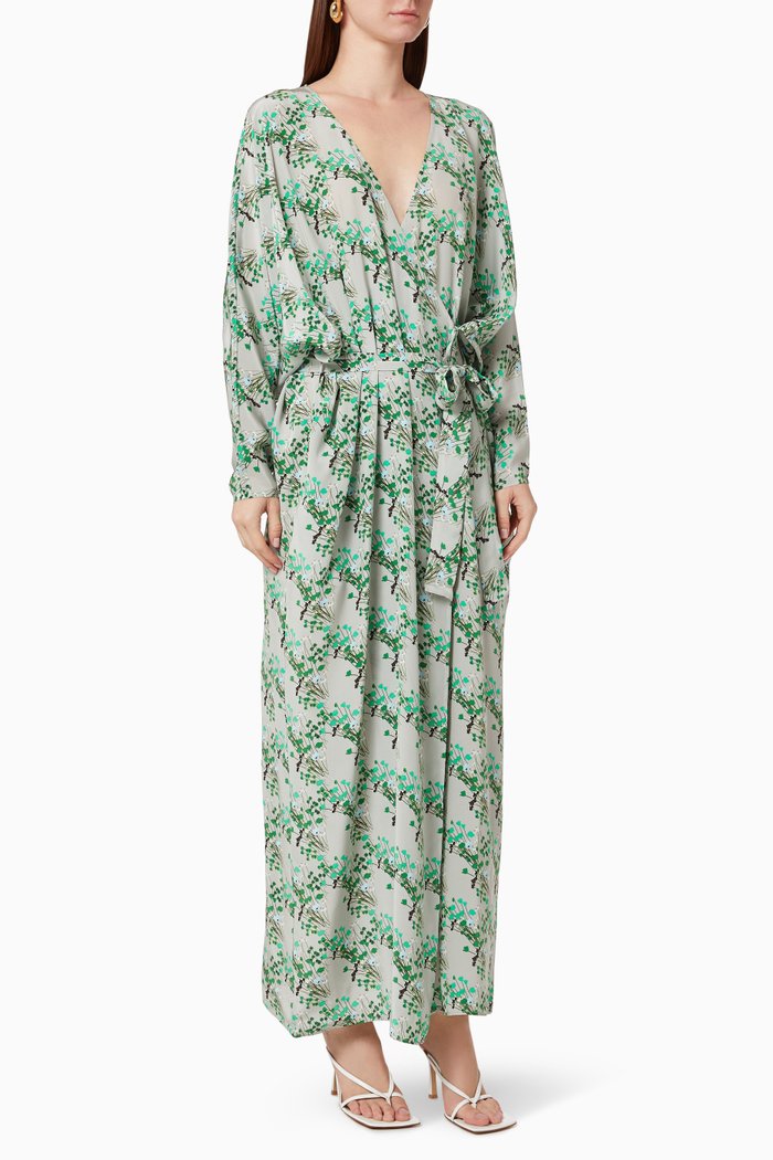 Stella Dress in Silk Crepe, Grey