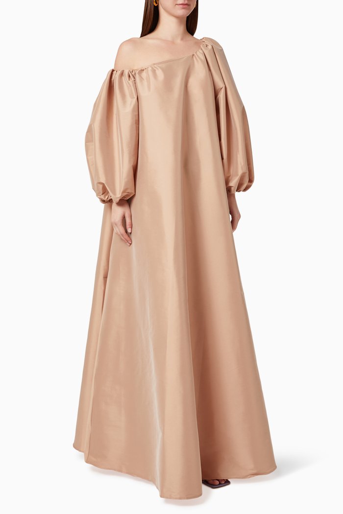 

Nathalie Maxi Dress in Taffeta, Neutral