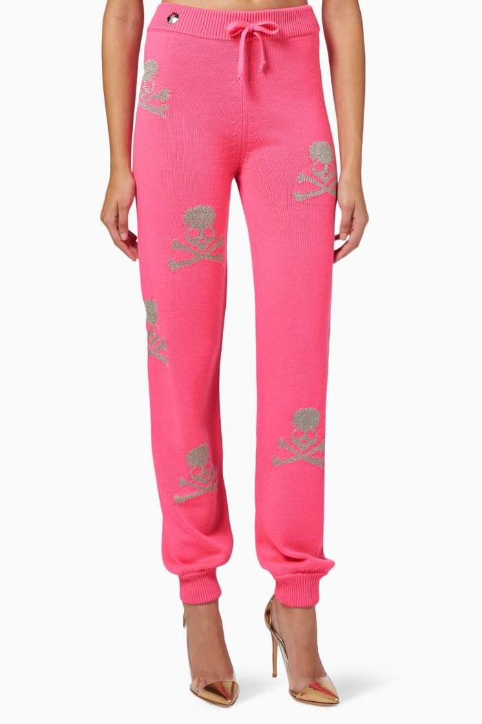 

Crystal Skull Joggers in Wool Blend, Pink