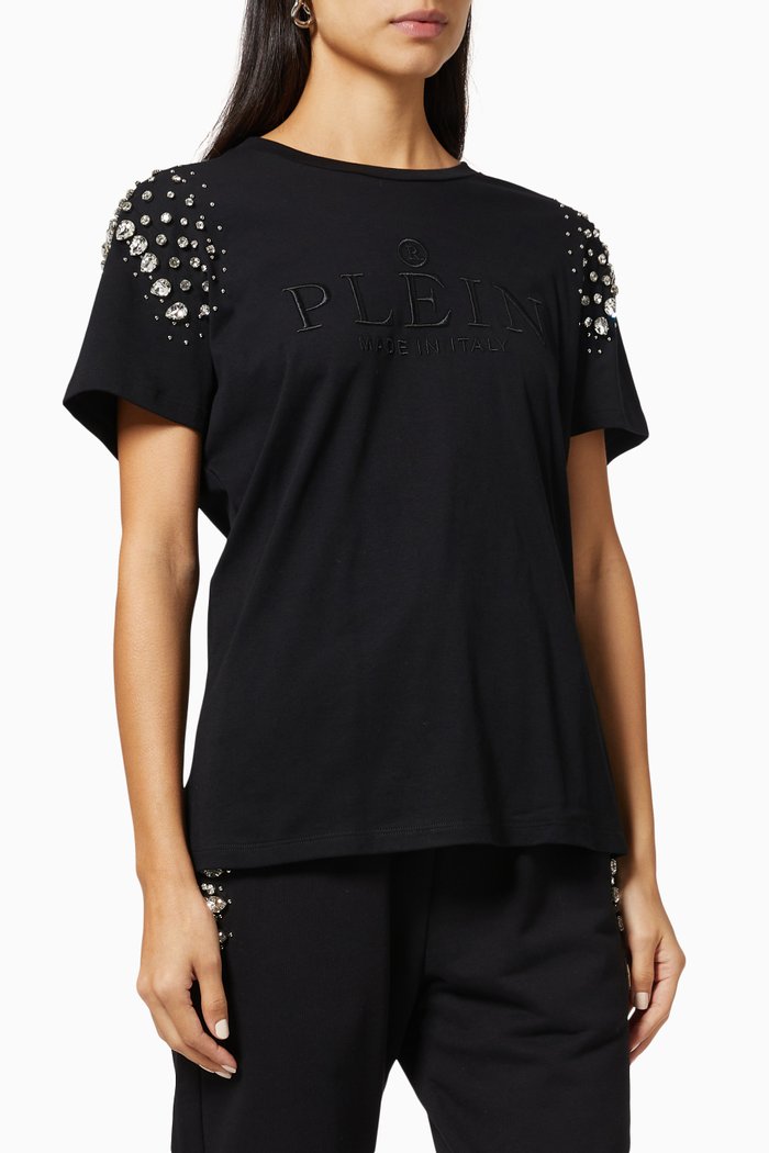 

Iconic Crystal T-shirt in Cotton Jersey, Black