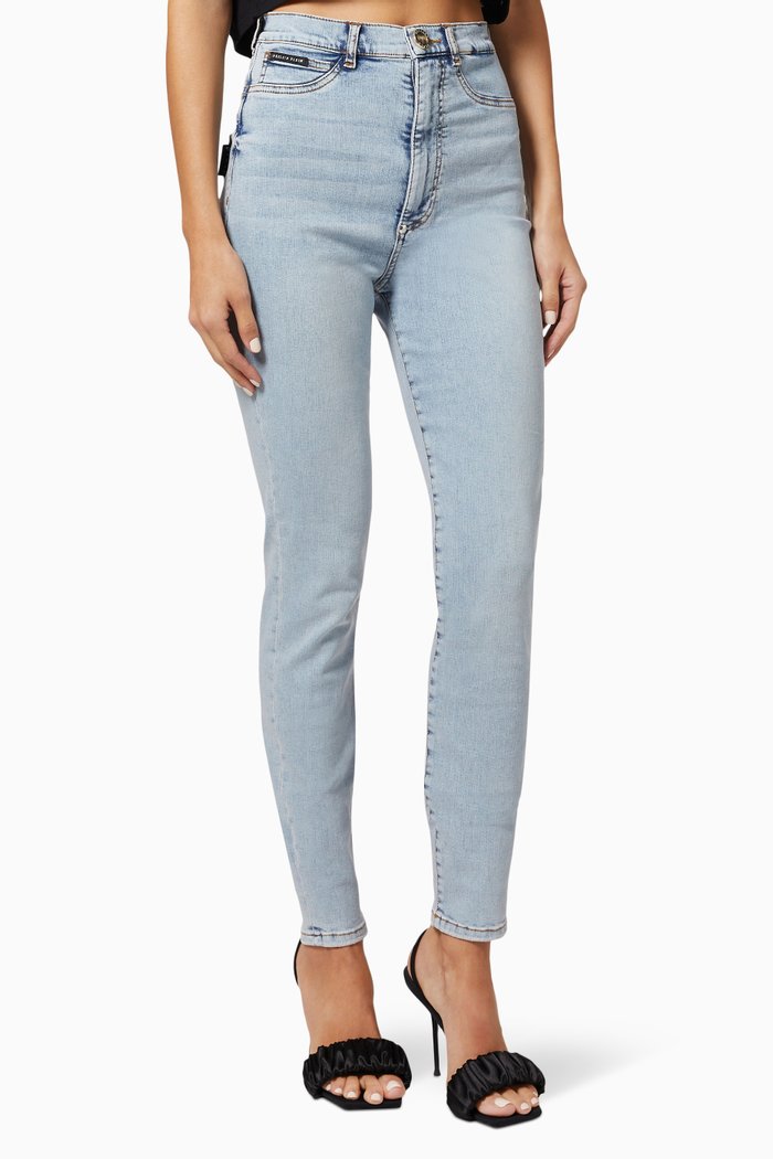 

Skull Super High Waist Jeggings in Denim, Blue