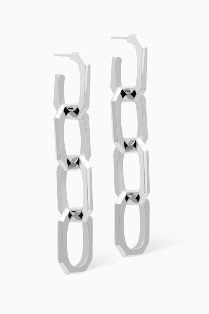 

Signature Chain Earrings in Rhodium Plating, Silver