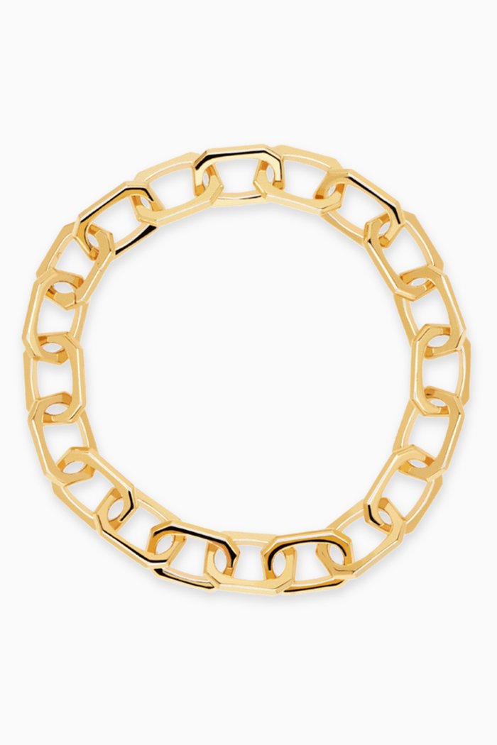 

Large Signature Chain Bracelet in Rhodium Plating, Gold
