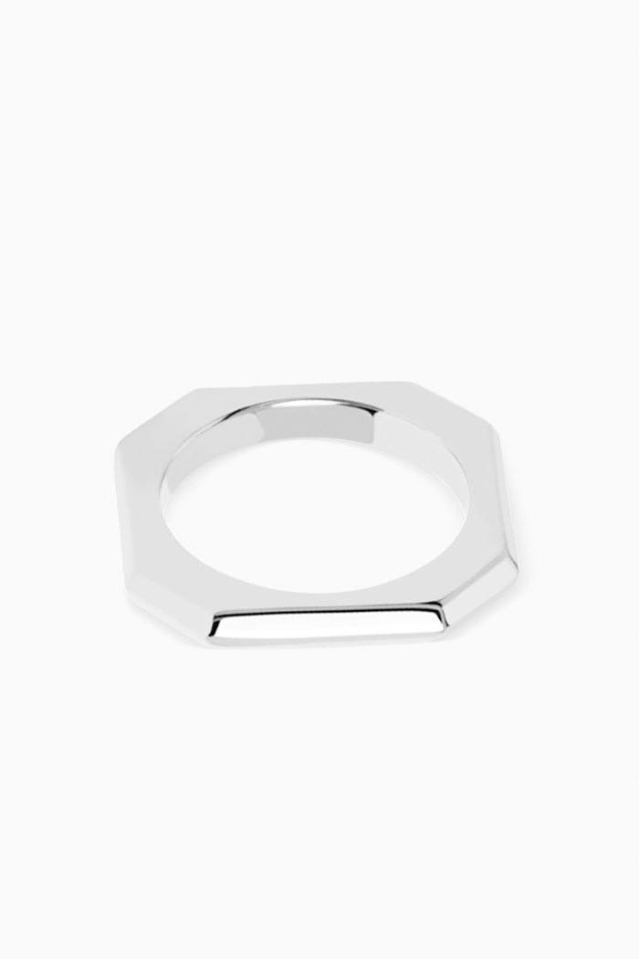 

Signature Link Ring in Rhodium Plating, Silver