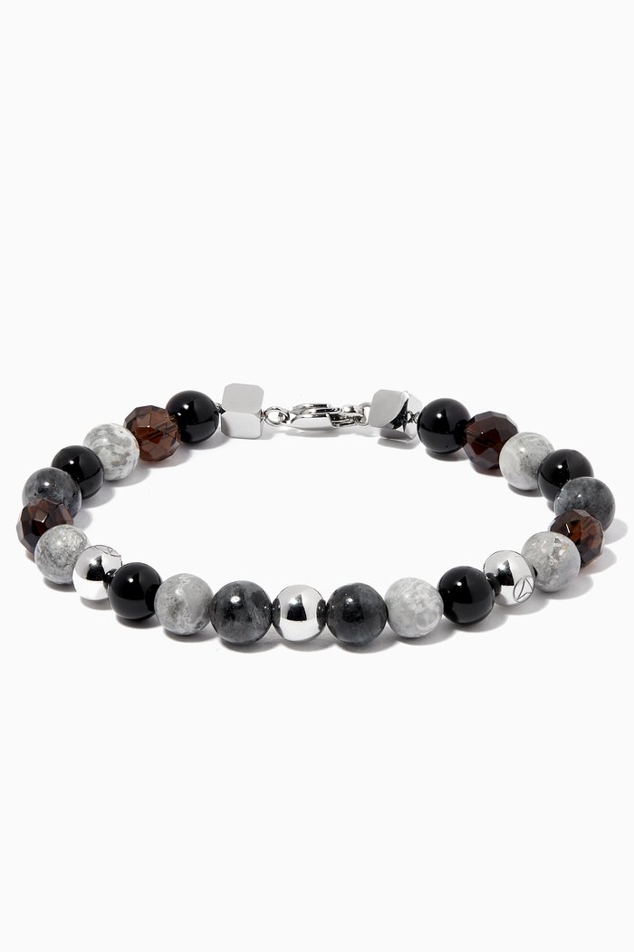 

Semi Precious Stone Bracelet in Silver Plated Steel, Black