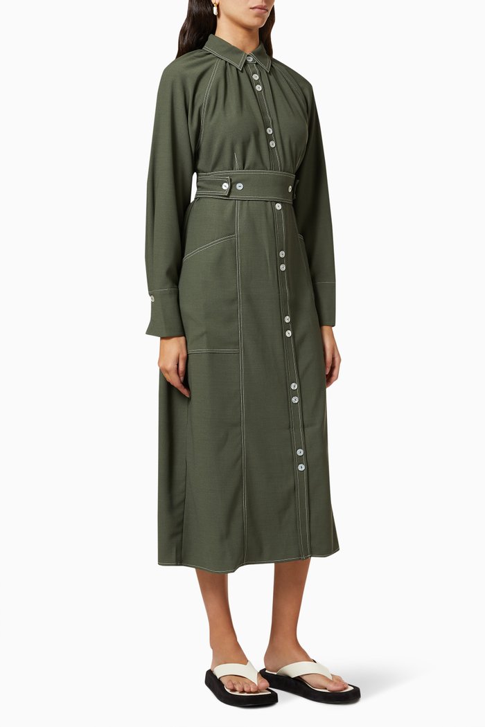 

Overboard Dress in Stretch Polyester, Green