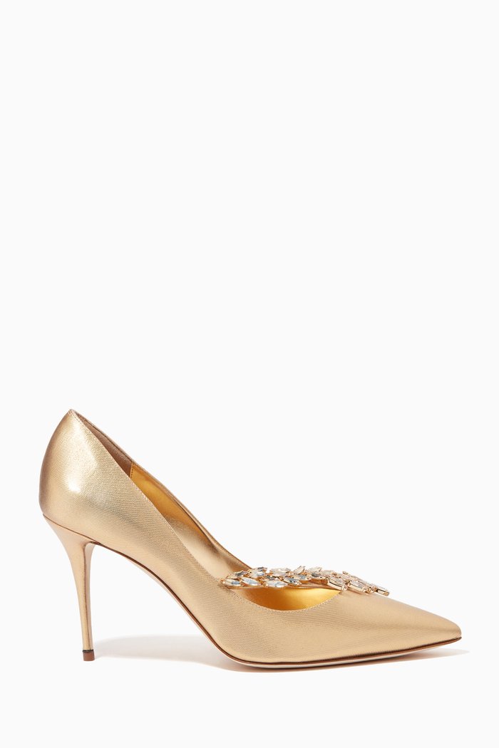 

Nadira 90 Pumps in Metallic Fabric, Gold