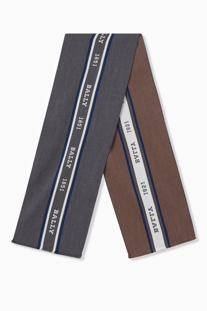 

Monogram Scarf in Virgin Wool, Grey