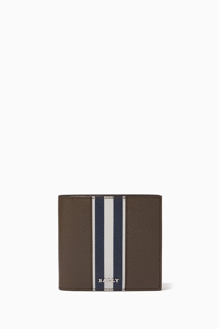 

Brasai Wallet in Embossed Calf Leather, Green