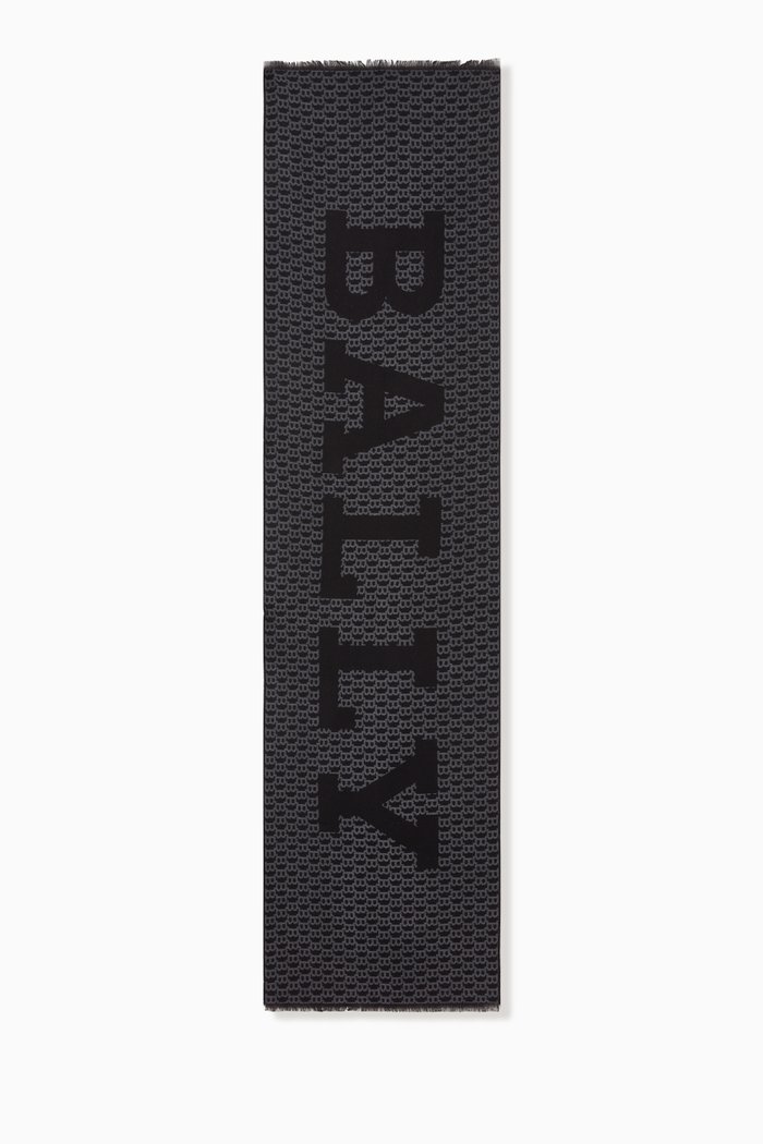 

B-print Scarf in Virgin Wool Mix, Black