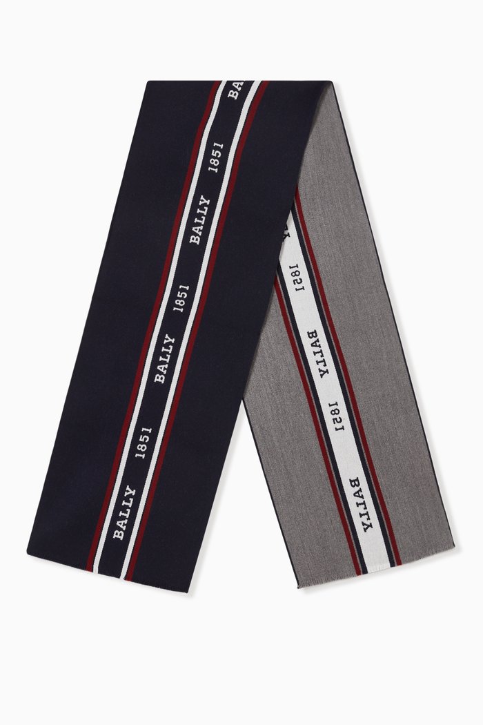

Monogram Scarf in Virgin Wool, Blue