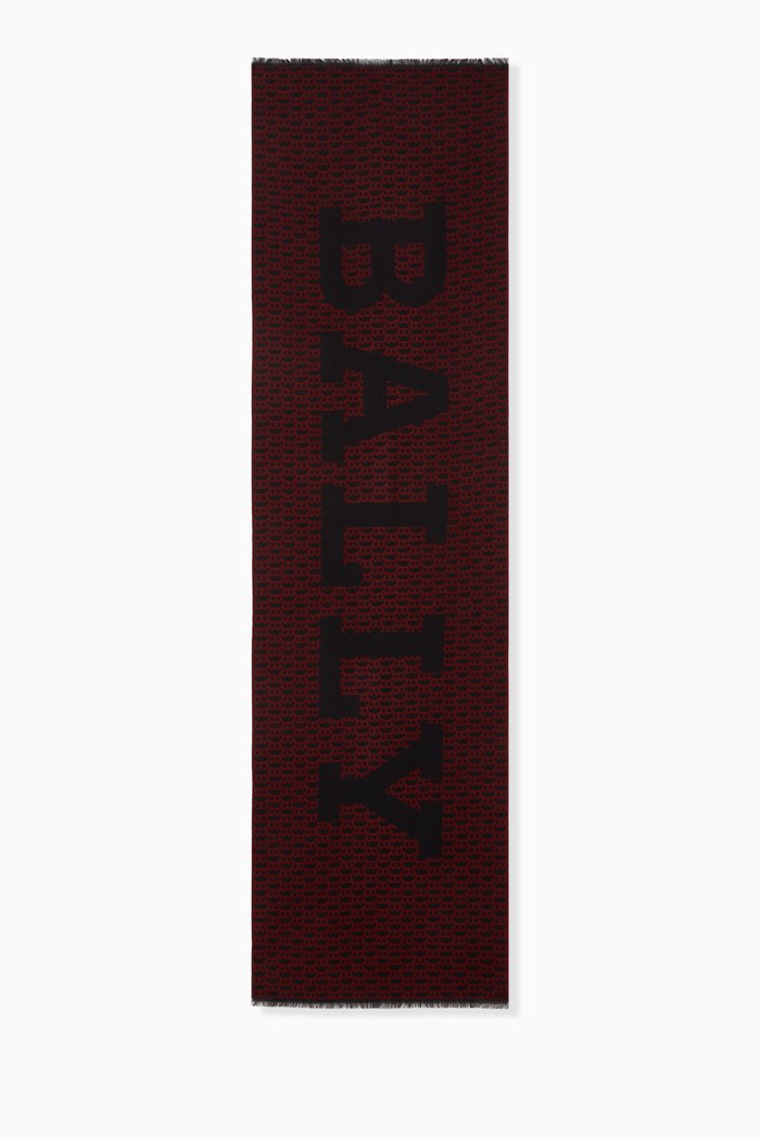 

B-print Scarf in Virgin Wool Mix, Black