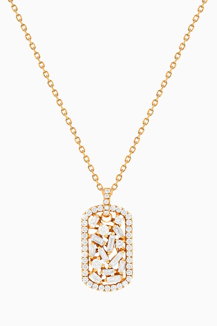 

Fireworks Small Dog Tag Diamond Necklace in 18kt Yellow Gold