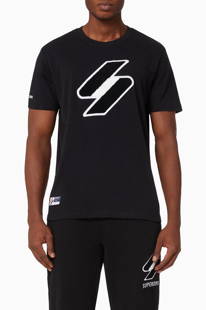 

Code Logo Chenille T-shirt in Cotton Jersey, Black