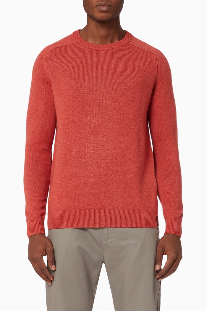 

Harlo Crew Jumper in Lambswool Knit, Orange