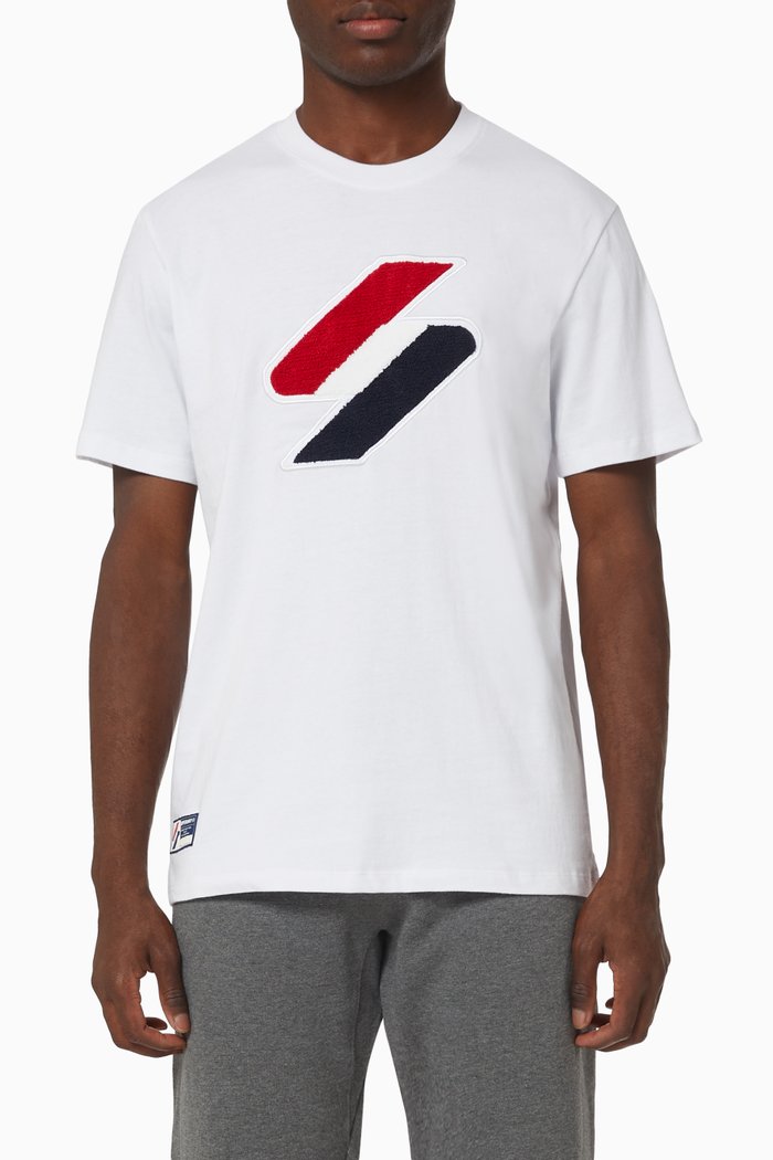 

Code Logo Chenille T-shirt in Cotton Jersey, White