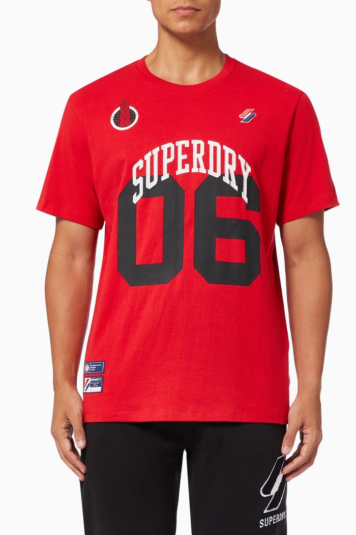 

Varsity Arch T-shirt in Cotton Jersey, Red