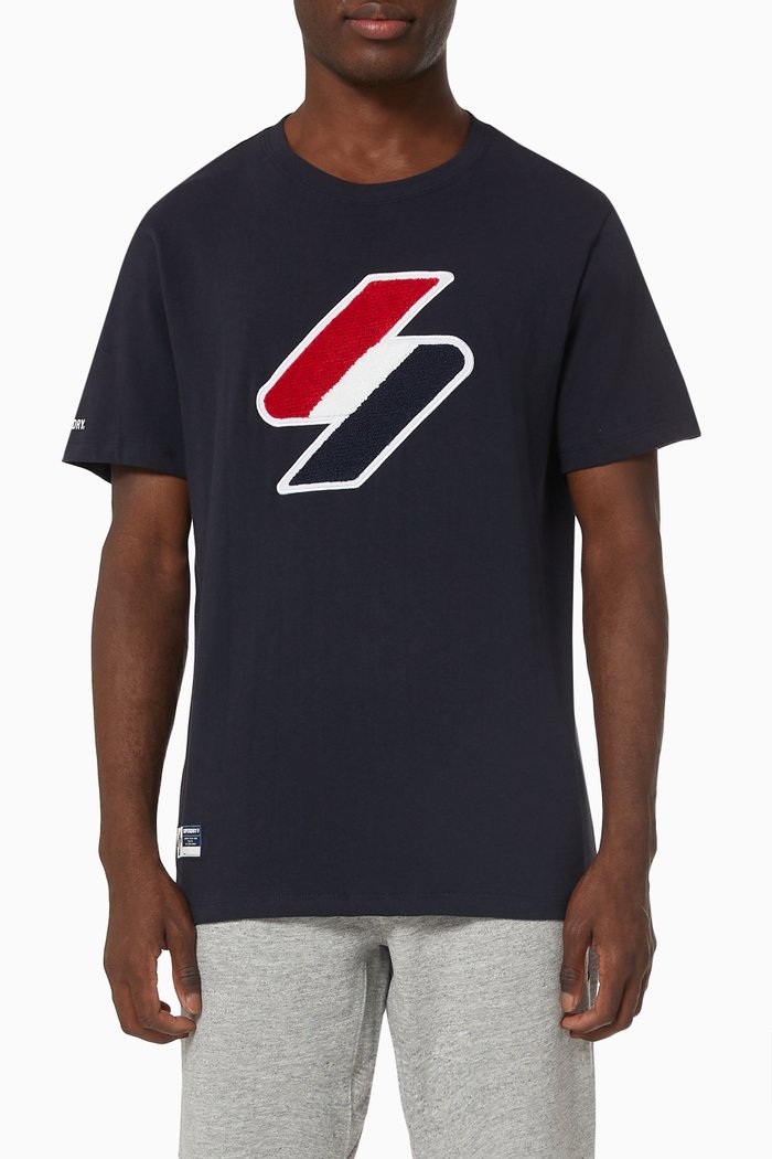 

Code Logo Chenille T-shirt in Cotton Jersey, Blue