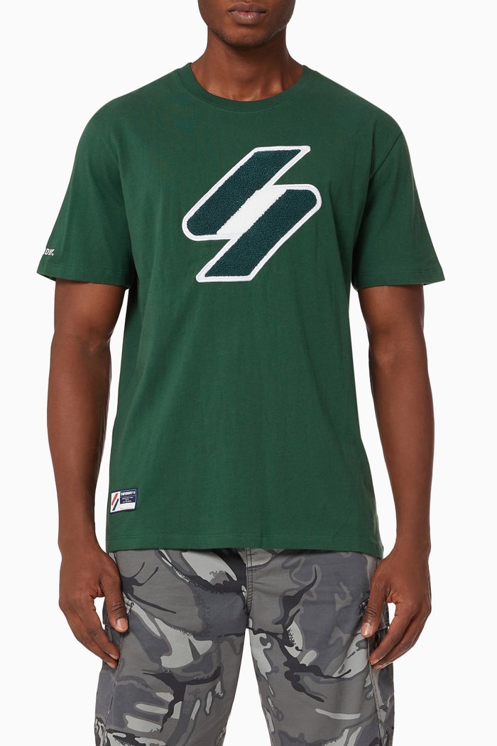 

Code Logo Chenille T-shirt in Cotton Jersey, Green