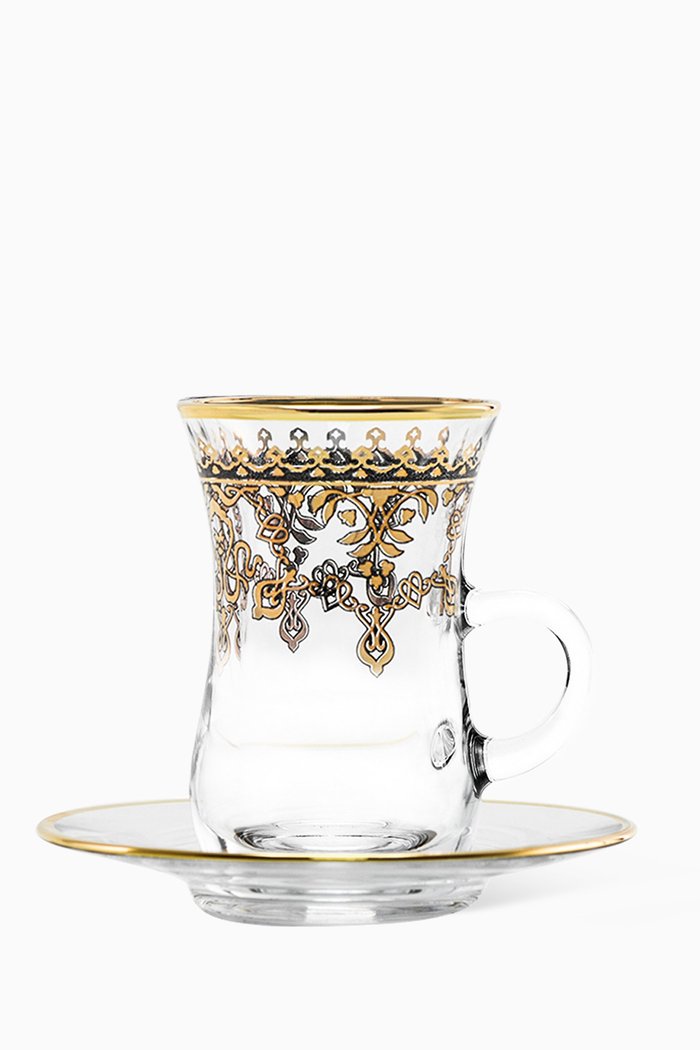 

Duja Tea Cup and Saucer, Set of 6, Gold