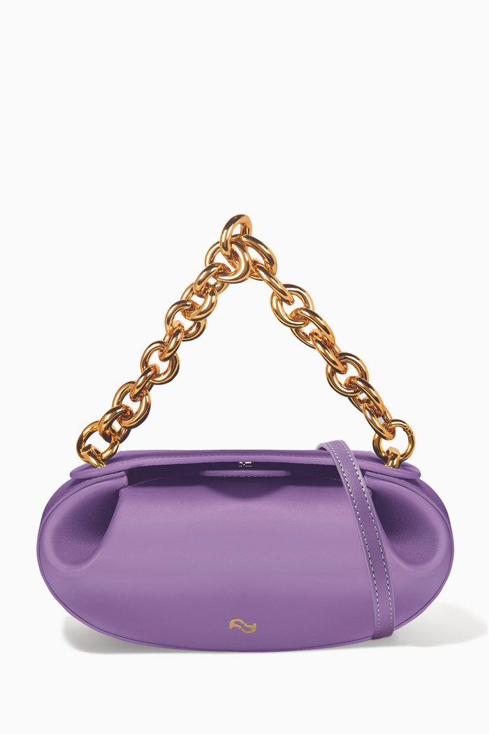 

Dinner Roll Chain Bag in Leather, Purple
