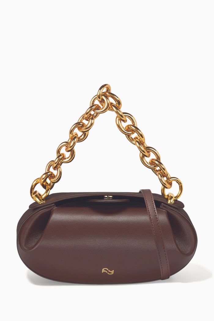 

Dinner Roll Chain Bag in Leather, Brown