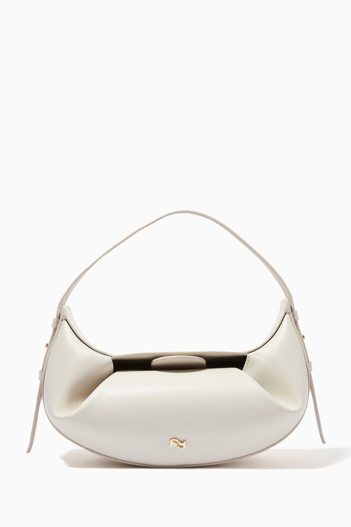 

Mini Fortune Cookie Bag in Leather, Neutral