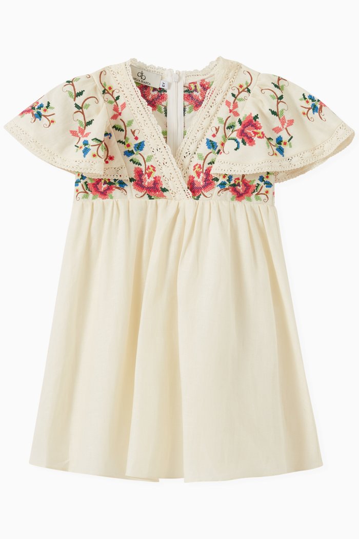 Floral Crochet Dress in Cotton, White