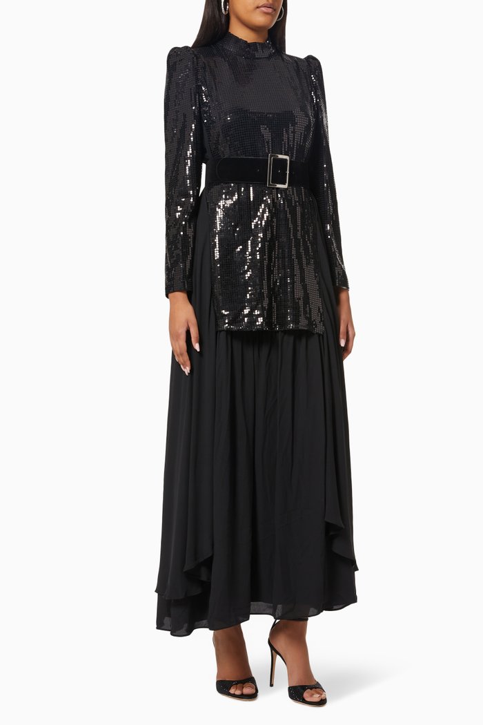 

Glitter Layered Dress, Black